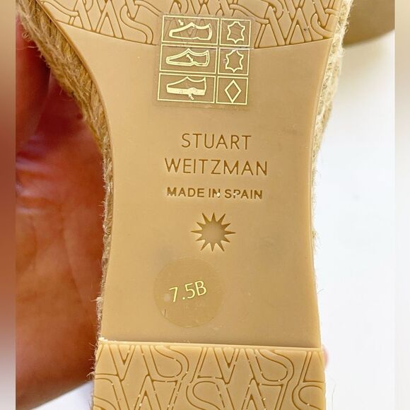Stuart Weitzman Womens Nudistcurve Beige Peep Toe Wedge Sandals Shoes 7.5 - Picture 6 of 11